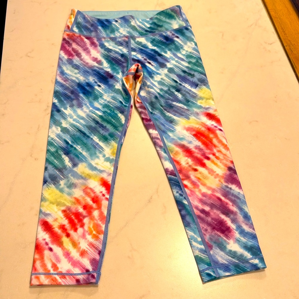 Athleta Girls’ Colorful Tie-Dye Cropped Leggings L/12